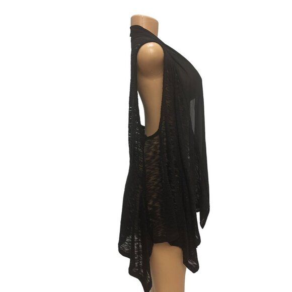 John Paul Richard Women's Black Vest Knit Cover Open Front Uneven Hem Size M - Picture 4 of 10